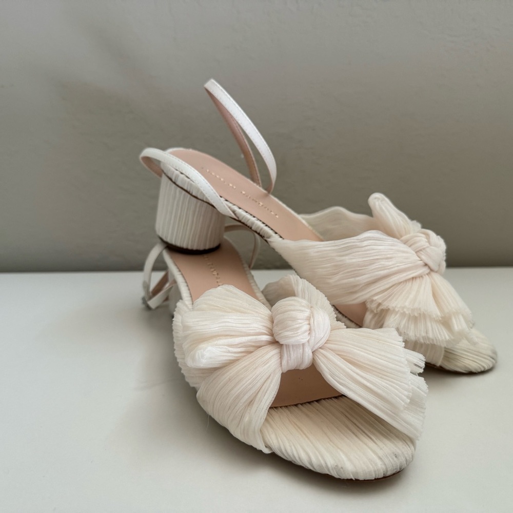Loeffler Randall Dahlia Pearl Pleated Bow Low Heel, ivory pearl, size 9.5
